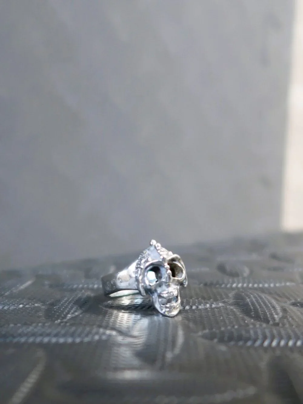 Sterling The Last Laugh Edgy Screaming Skull Silver Ring Large Biker Unisex